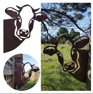 🆕Metal Peeping Cow Wall Art.